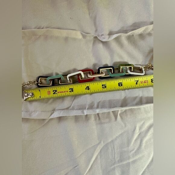 Fabulous Ann Taylor retro-style multi-colored geometric link bracelet NWT - Picture 6 of 8